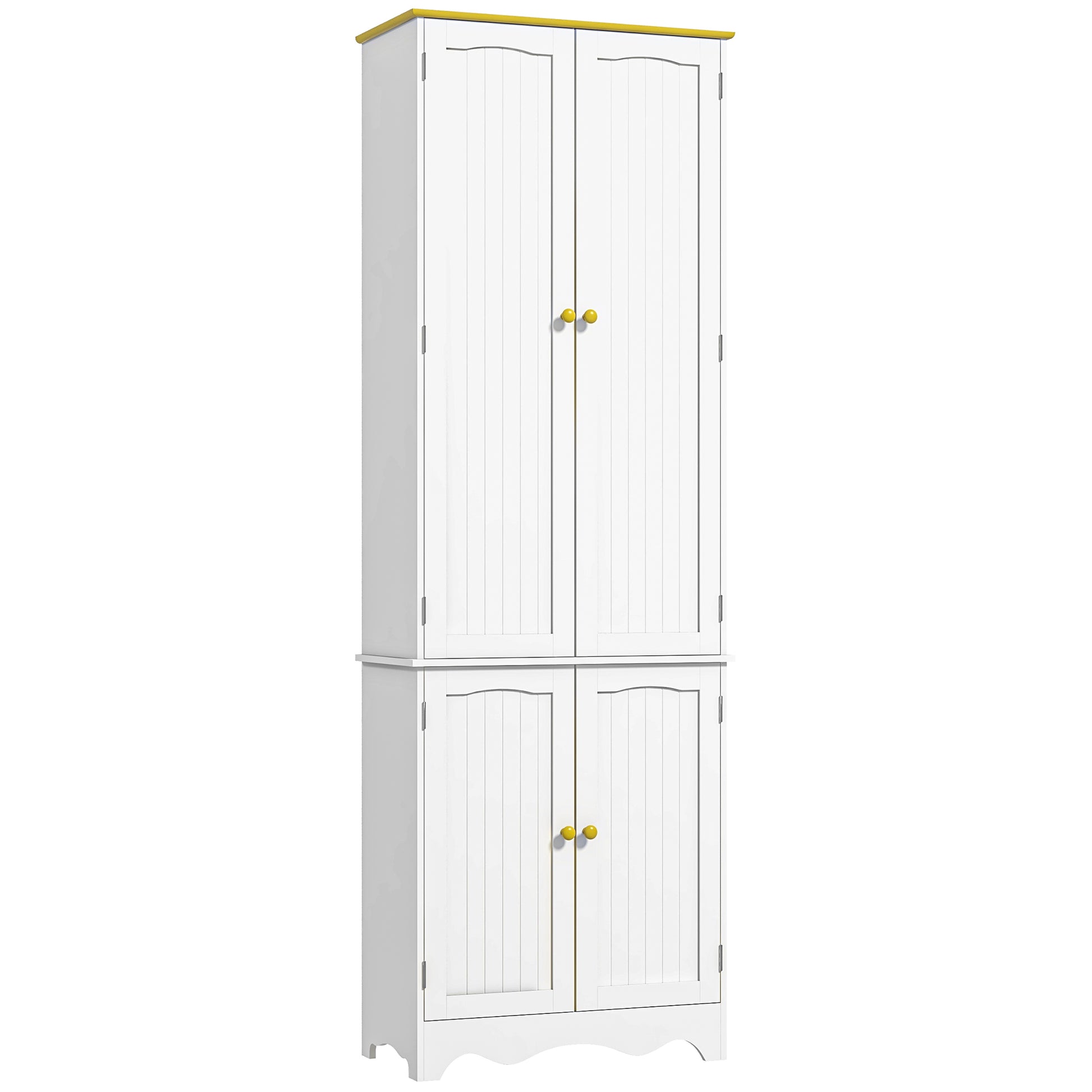 Photo of HOMCOM Freestanding 4-Door Kitchen Cupboard, Storage Cabinet Organizer with 4 Shelves, 183cm, White in White colour on a white background