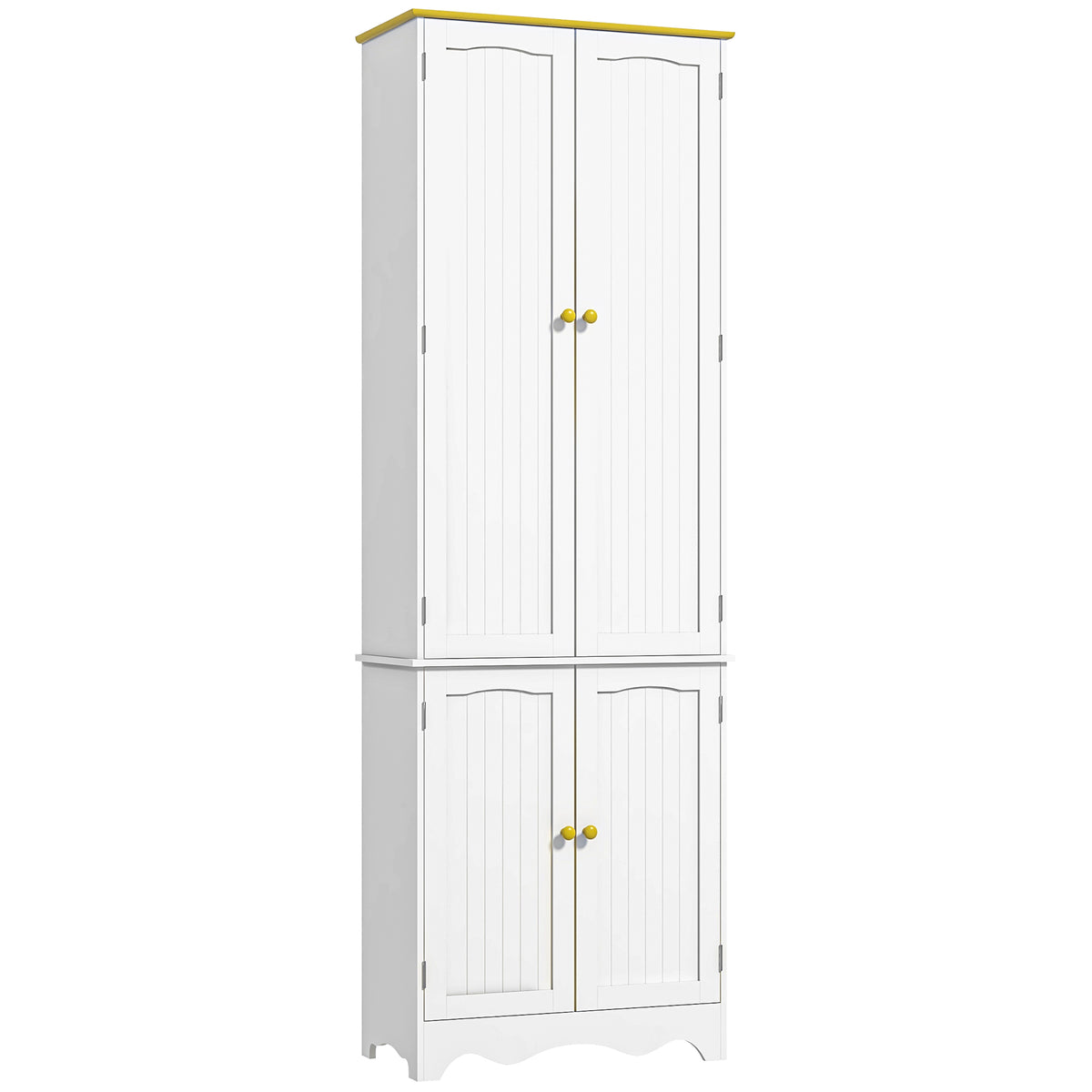 Photo of HOMCOM Freestanding 4-Door Kitchen Cupboard, Storage Cabinet Organizer with 4 Shelves, 183cm, White in White colour on a white background