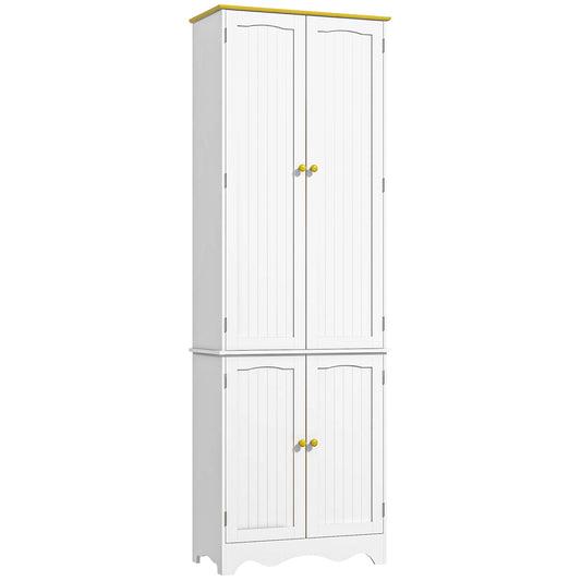Photo of HOMCOM Freestanding 4-Door Kitchen Cupboard, Storage Cabinet Organizer with 4 Shelves, 183cm, White in White colour on a white background