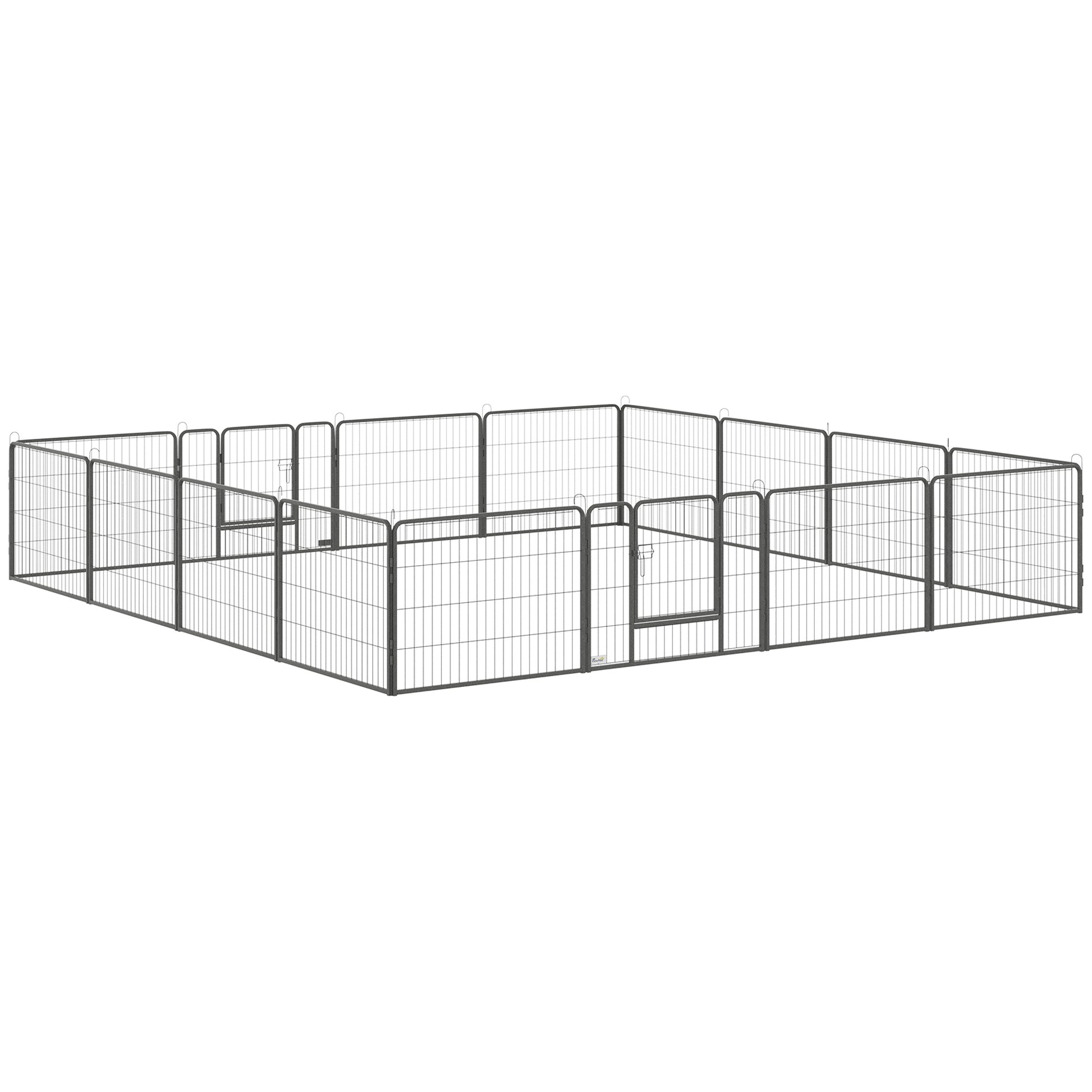 Photo of PawHut 16 Panels Heavy Duty Puppy Playpen, for Small Dogs, Indoor and Outdoor Use - Grey in Grey colour on a white background
