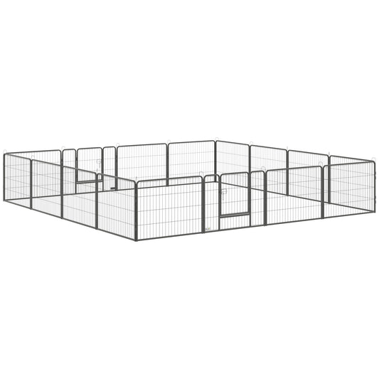 Photo of PawHut 16 Panels Heavy Duty Puppy Playpen, for Small Dogs, Indoor and Outdoor Use - Grey in Grey colour on a white background