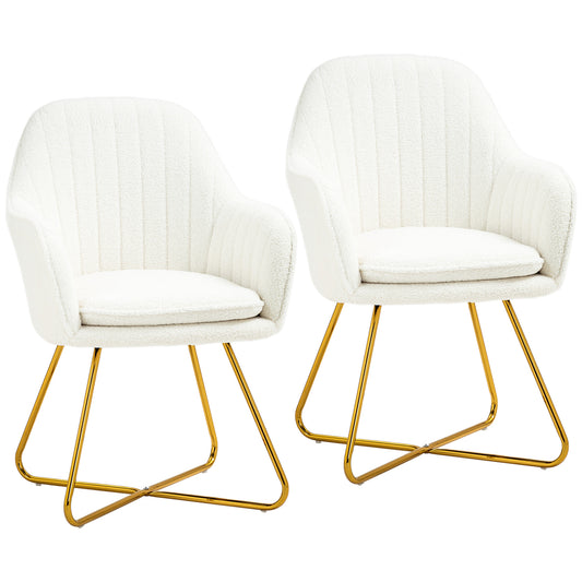 Photo of HOMCOM Set of Two Boucle Dining Chairs - Cream in Cream colour on a white background