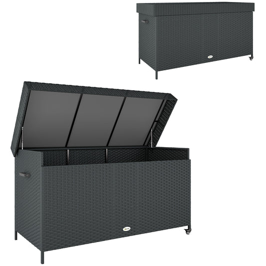 Photo of Outsunny 627 L Rattan Storage Box - Black in Black colour on a white background