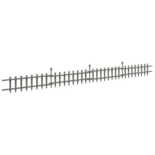 Photo of Outsunny 4PCs Wooden Garden Fencing Landscape Edging, Grey in Grey colour on a white background