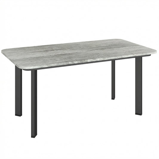 Photo of Outsunny Outdoor Garden Coffee Table, Garden Table with Slatted Wood Plastic Composite Top and Metal Frame, Grey in Grey colour on a white background