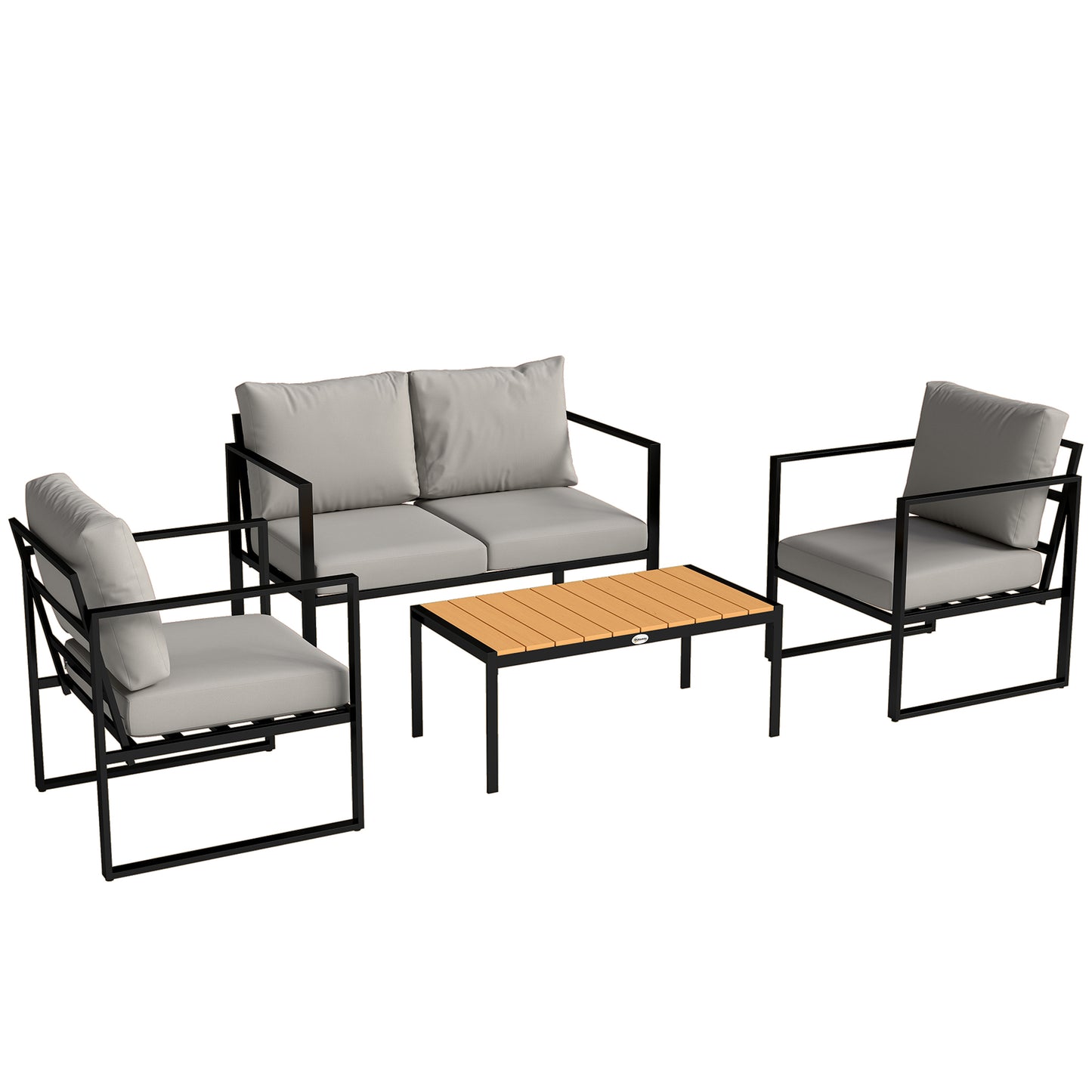 Photo of Outsunny Outdoor Garden Furniture Set, 4 Piece Patio Furniture with Slatted Table, Indoor Outdoor Balcony Patio Conservatory Set in Set colour on a white background