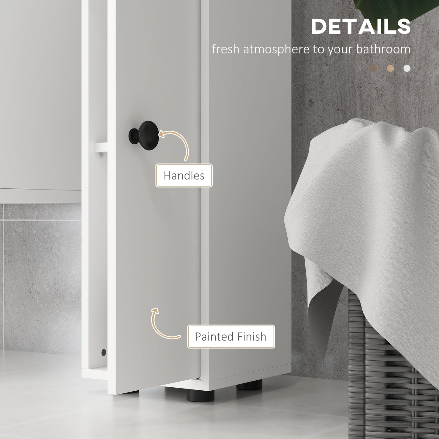 kleankin 180cm Slim Bathroom Cabinet with 9-layered Independent Storage for Family-friendly Storage  - White