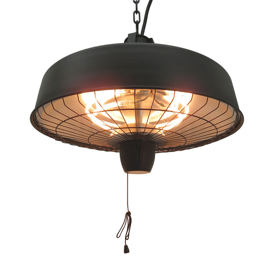 Photo of Outsunny Adjustable Power 1000/2500W Infrared Halogen Electric Patio Light Heater, Ceiling Hanging Mount -Black in -Black colour on a white background