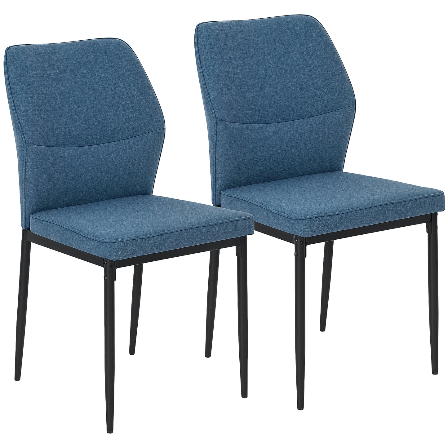 Photo of HOMCOM Velvet Dining Chairs Set of 2, Modern Armless Upholstered Kitchen Chairs with Metal Legs, Curved Back and Padded Seat, for Dining Room, Bedroom, Living Room, Blue in Blue colour on a white background