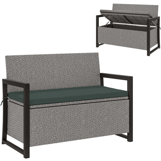 Photo of Outsunny 151.5L Storage Garden Bench, with Cushion - Grey in Grey colour on a white background
