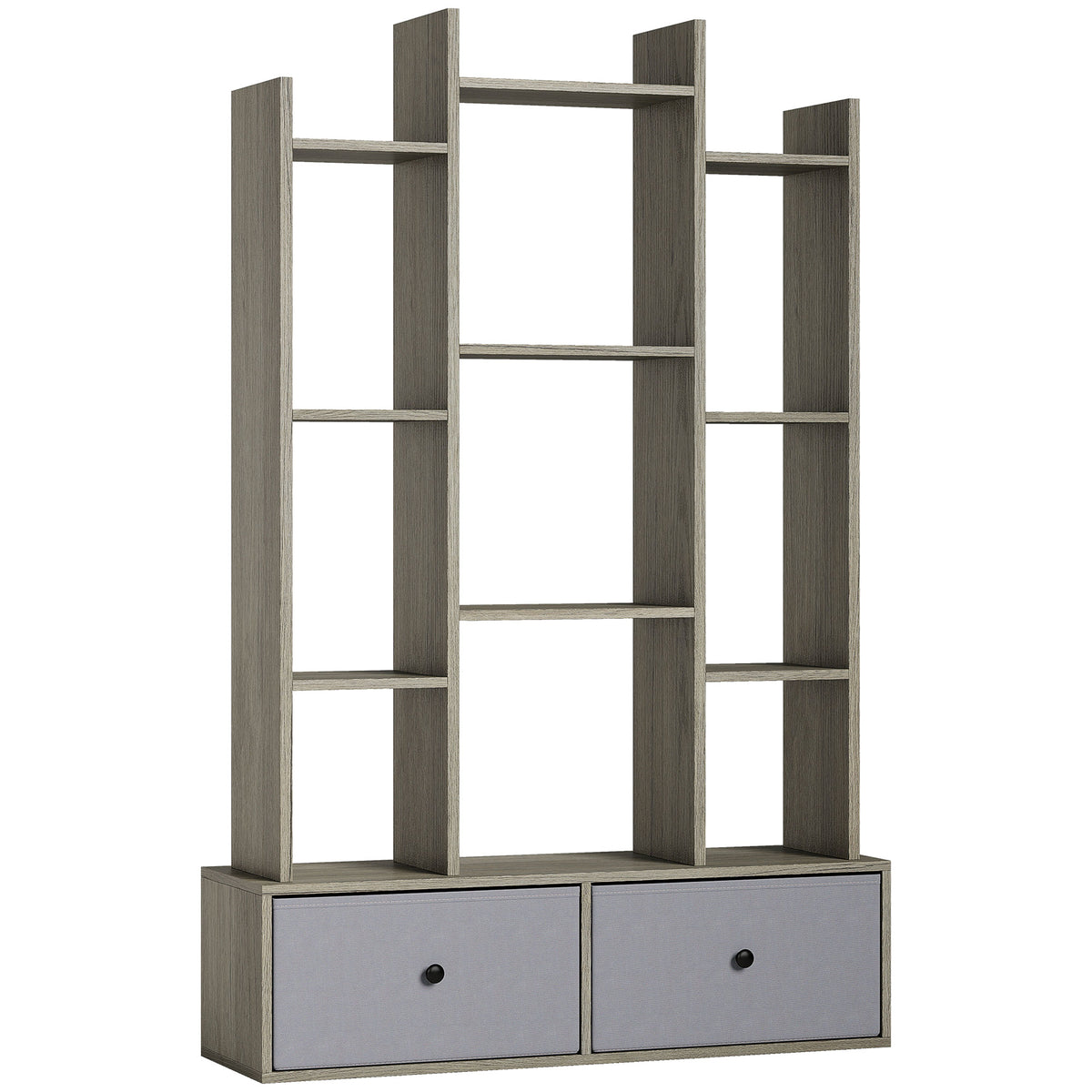 Photo of HOMCOM 12 Shelf Storage Unit, with Drawers - Graphite Wood Effect in Effect colour on a white background