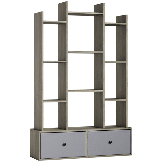 Photo of HOMCOM 12 Shelf Storage Unit, with Drawers - Graphite Wood Effect in Effect colour on a white background