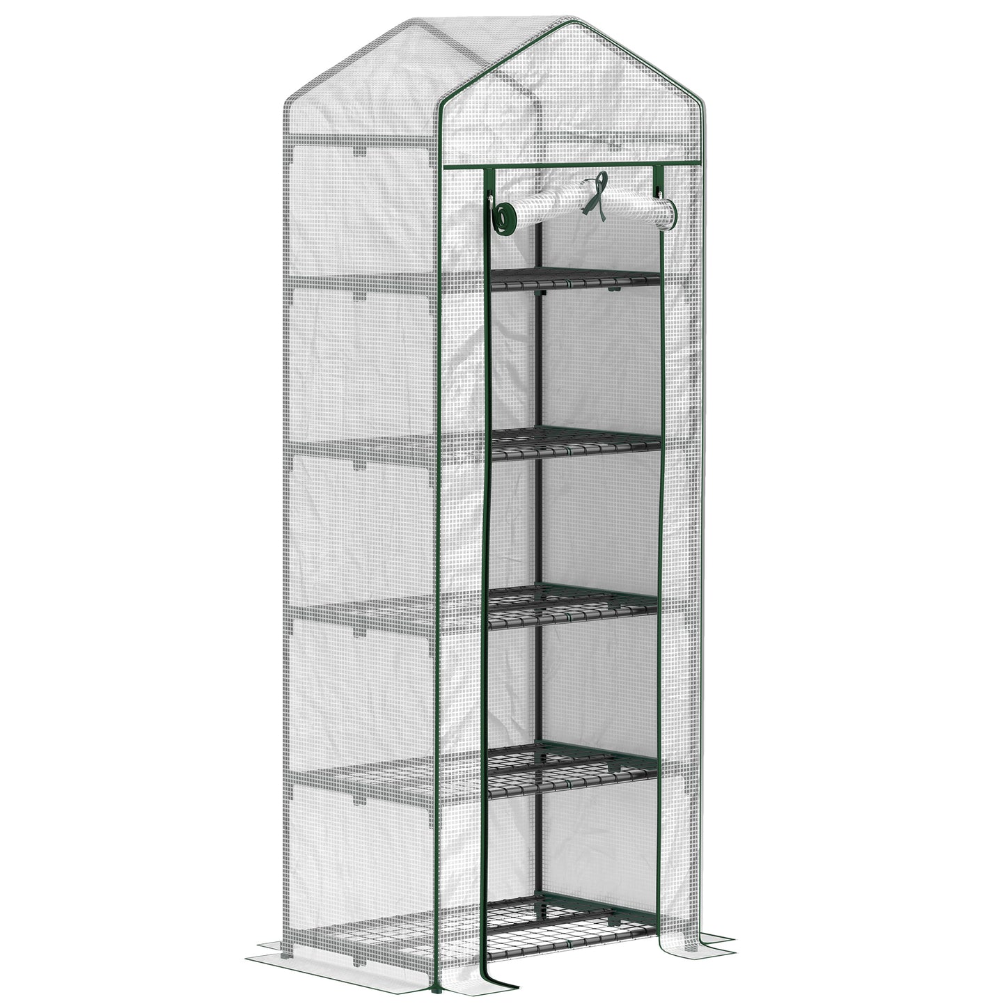 Photo of Outsunny 193cm Five Shelf Mini Greenhouse - White in White colour on a white background