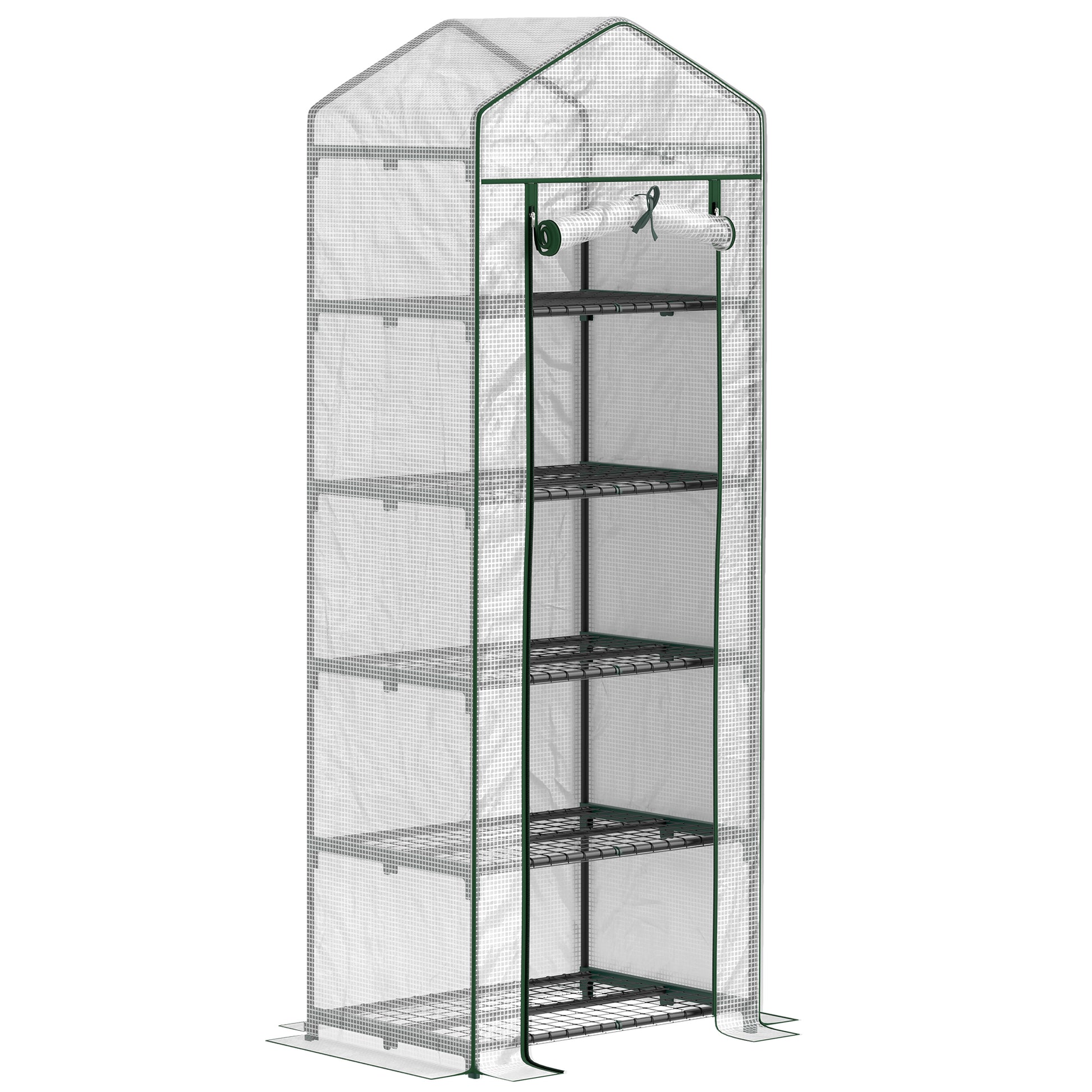Photo of Outsunny 193cm Five Shelf Mini Greenhouse - White in White colour on a white background