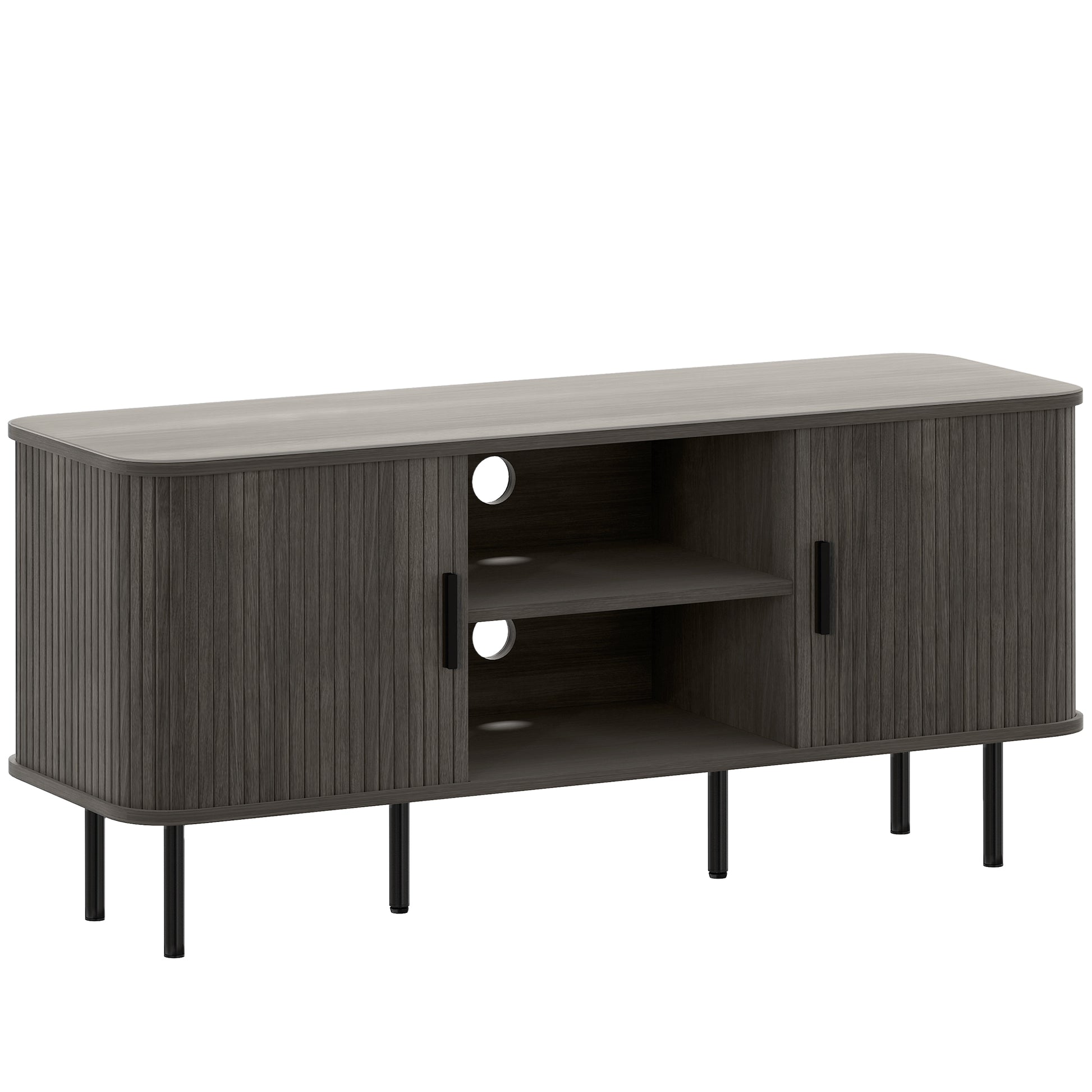 Photo of HOMCOM TV Stand Cabinet for TVs up to 55 Inches, TV Unit with Storage Shelves and Cupboard for Living Room, Grey in Grey colour on a white background