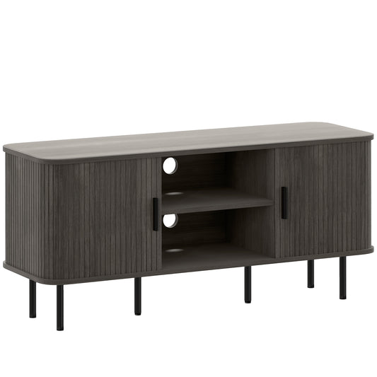 Photo of HOMCOM TV Stand Cabinet for TVs up to 55 Inches, TV Unit with Storage Shelves and Cupboard for Living Room, Grey in Grey colour on a white background