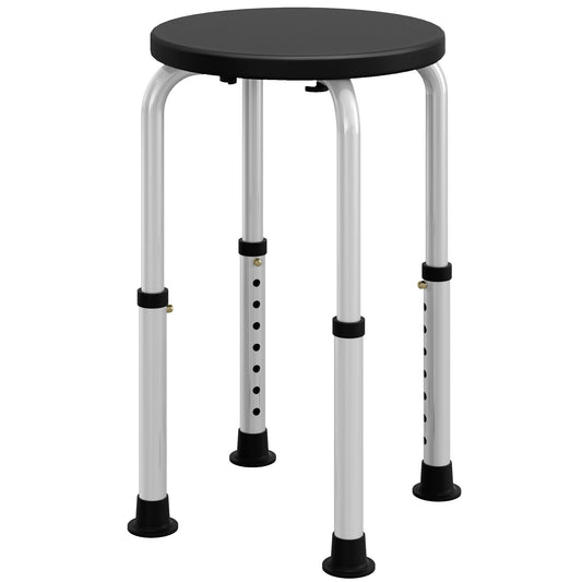 Photo of HOMCOM Shower Chair, Height Adjustable Aluminium Shower Stool with Non-Slip Feet for Disabled, Elderly, Black in Black colour on a white background