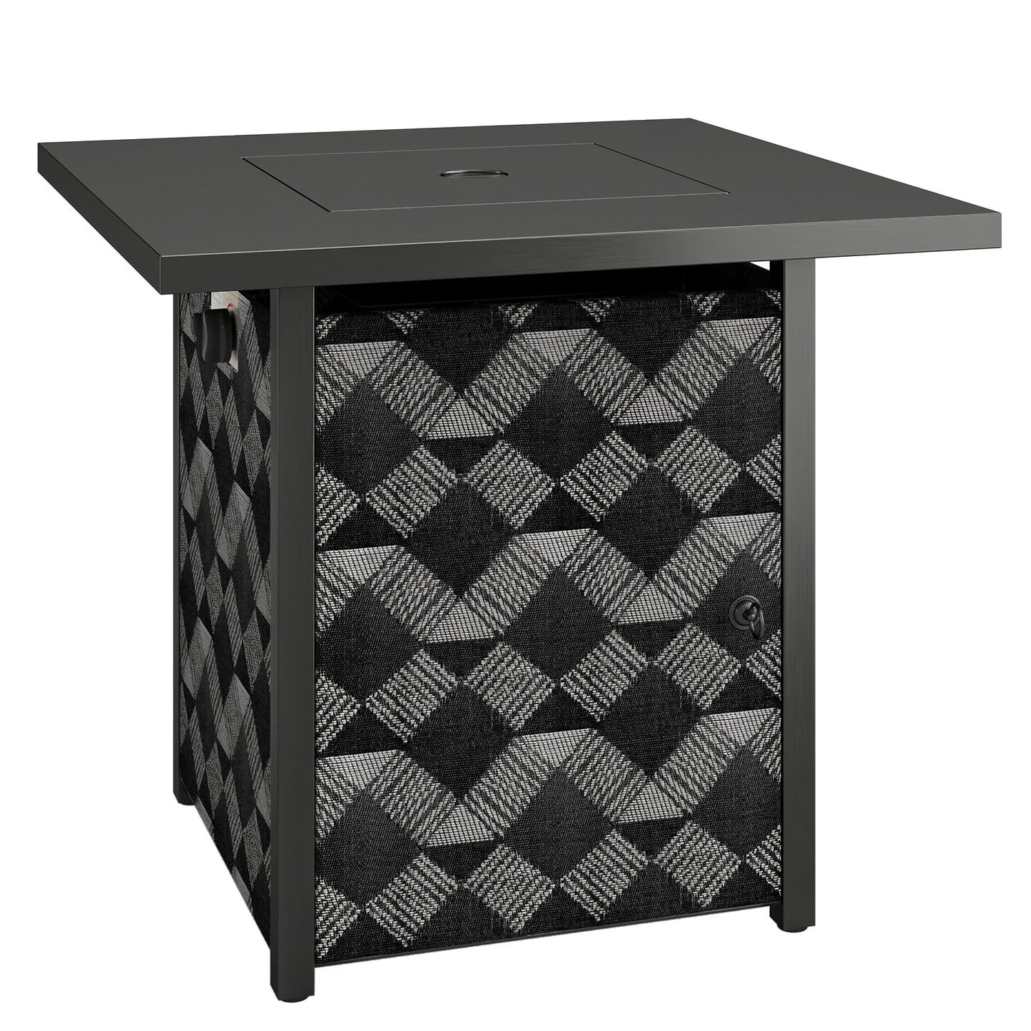 Photo of Outsunny Square Propane Gas Fire Pit Table,12 KW Firepit Outdoor Patio Heater with Glass Wind Guard, Lava Rocks, Gas Tank Holder in Holder colour on a white background