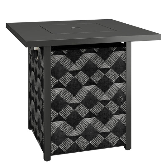 Photo of Outsunny Square Propane Gas Fire Pit Table,12 KW Firepit Outdoor Patio Heater with Glass Wind Guard, Lava Rocks, Gas Tank Holder in Holder colour on a white background