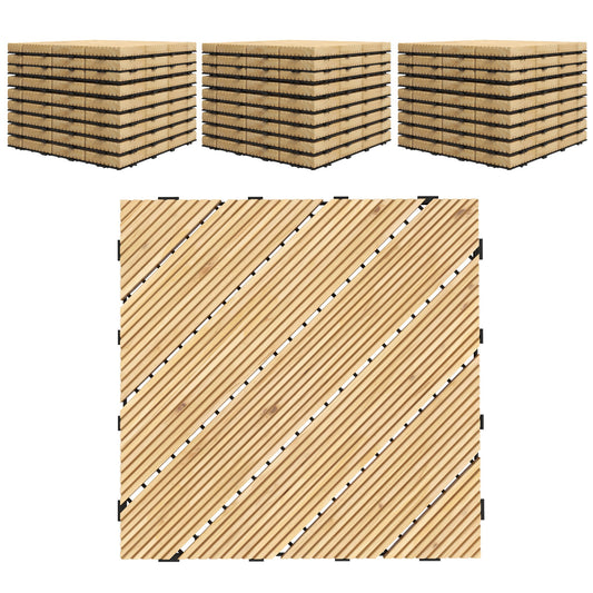 Photo of Outsunny 27 Pcs Wooden Interlocking Decking Tiles, 30 x 30 cm Anti-slip Outdoor Flooring Tiles, 0.81㎡ per Pack, All Weather Use for Patio, Balcony, Terrace, Hot Tub, Yellow in Yellow colour on a white background