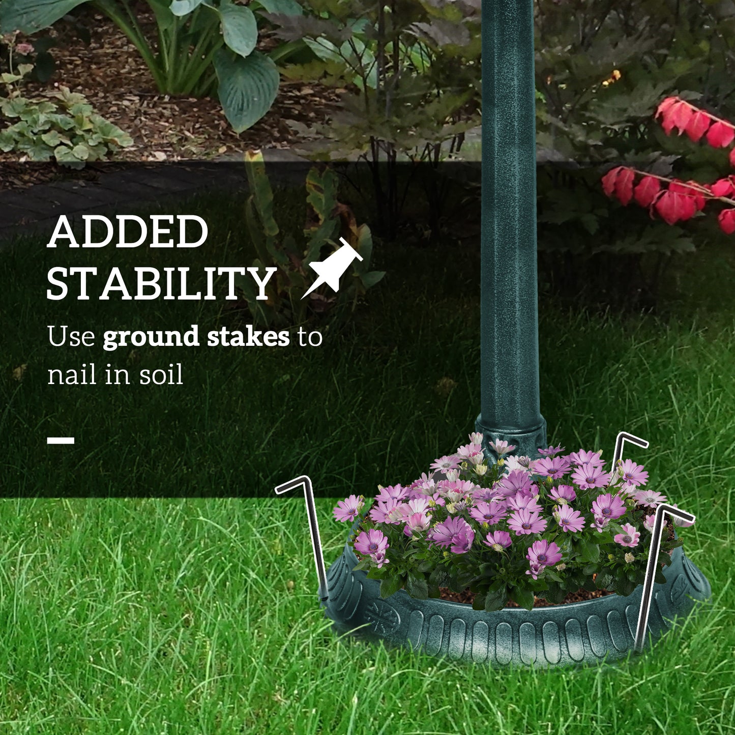 Outsunny 81cm Tall Bird Bath with 2 Decorative Birds, Vintage Style Birdbath with Flower Planter Base, Bird Bath Bowl for Garden, Green