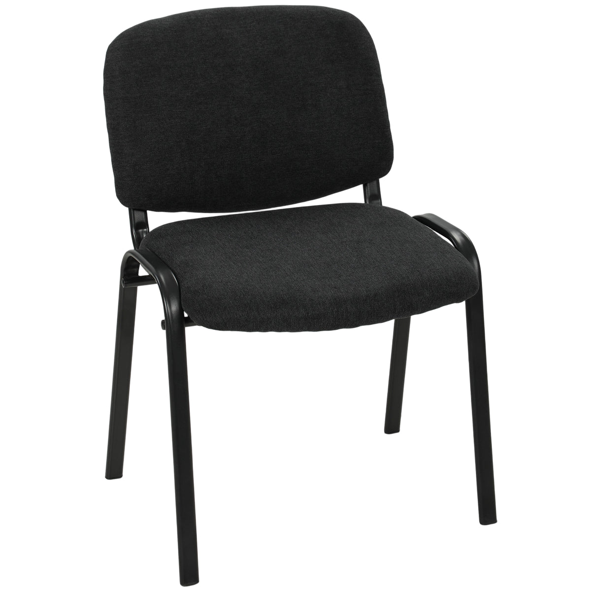 Photo of HOMCOM Meeting Chair, Stackable Ergonomic Office Chair with Padded Seat, Curved Backrest for Conference Room, Black in Black colour on a white background
