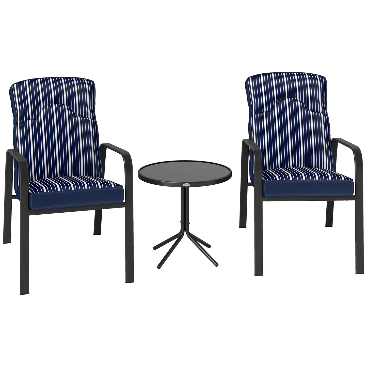 Photo of Outsunny Three-Piece Reclining Chair Set - Blue in Blue colour on a white background