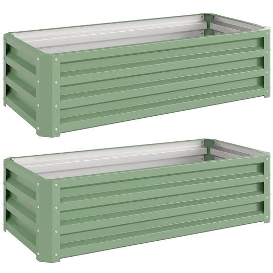 Photo of Outsunny Set of Two 110 x 50cm Steel Planter Boxes -  Light Green in Green colour on a white background