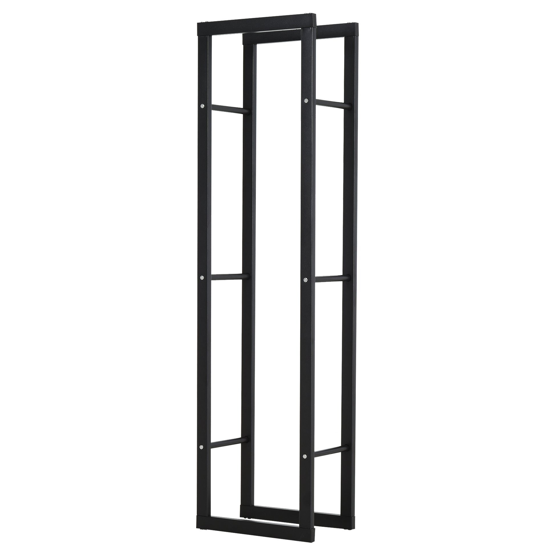 Photo of HOMCOM Metal Firewood Log Holder Tall Firewood Rack Indoor Outdoor Fireplace Wood Storage Shelf with Side Rails, Rust-Resistant, Black, 40W x 25D x 150H cm in cm colour on a white background