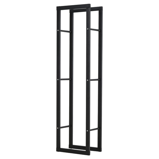 Photo of HOMCOM Metal Firewood Log Holder Tall Firewood Rack Indoor Outdoor Fireplace Wood Storage Shelf with Side Rails, Rust-Resistant, Black, 40W x 25D x 150H cm in cm colour on a white background