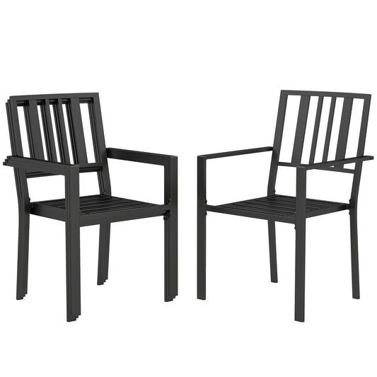 Photo of Outsunny Set of Four Minimal Metal Garden Chairs - Black in Black colour on a white background