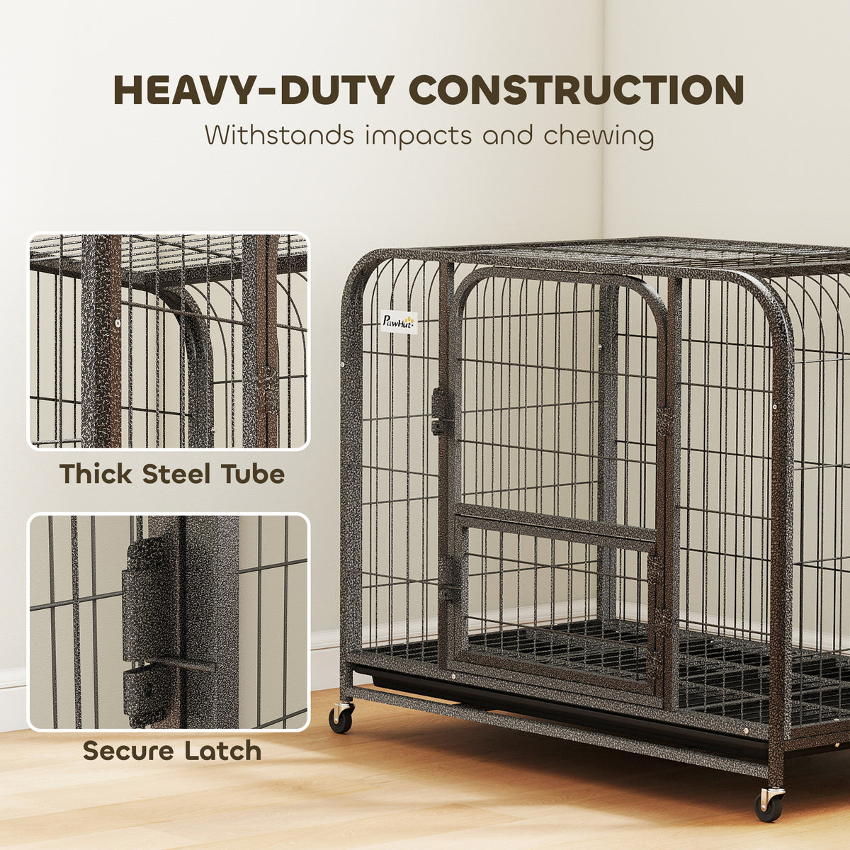 PawHut Heavy Duty Large Dog Crate with Accessible Triple Door for Small to Medium Dogs, Black