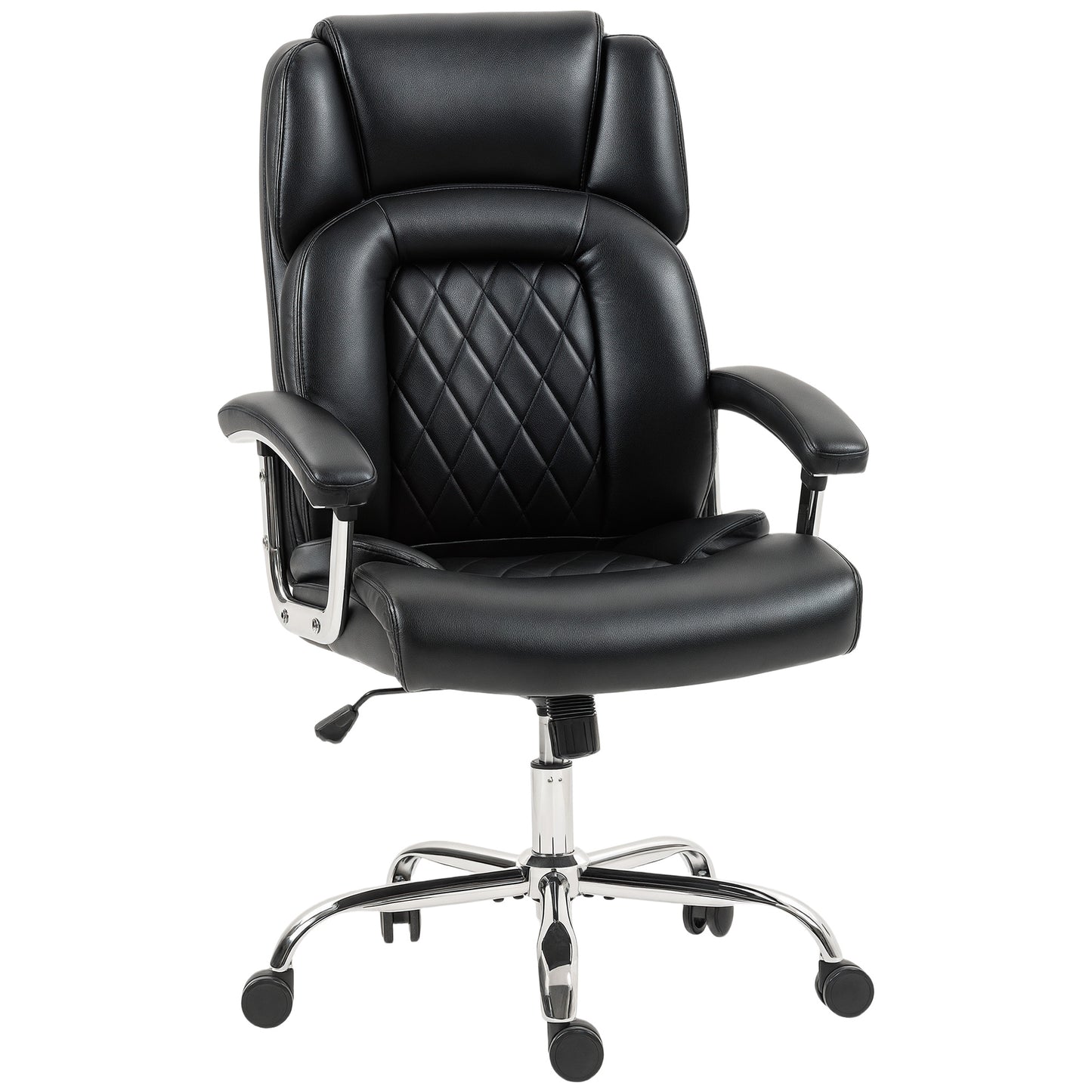 Photo of HOMCOM Big and Tall Office Chair 180kg with Spring Cushion, PU Leather - Black in Black colour on a white background