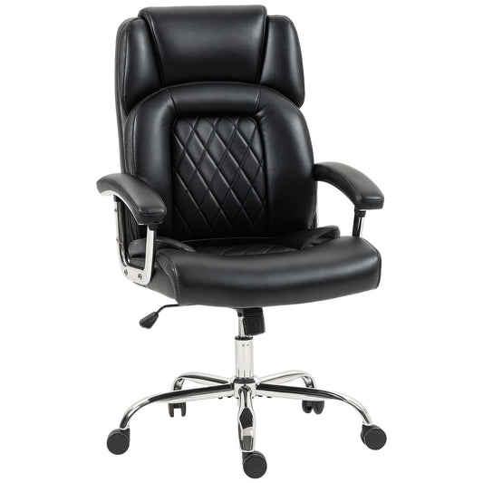 Photo of HOMCOM Big and Tall Office Chair 180kg with Spring Cushion, PU Leather - Black in Black colour on a white background