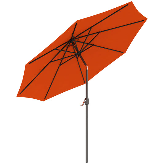 Photo of Outsunny 3 m Garden Parasol Umbrellas, Outdoor Sun Shade with 8 Ribs, Tilt and Crank Handle for Balcony, Bench, Garden, Orange in Orange colour on a white background