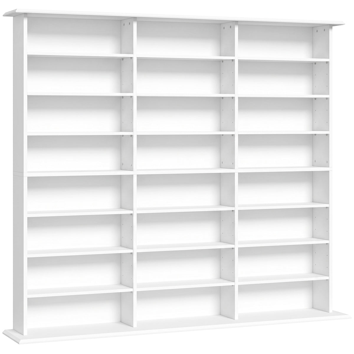 Photo of HOMCOM 1032 CD/594 DVD Storage Unit, Blu-ray Media Storage Shelf with 24 Compartments and 18 Adjustable Shelves, White in White colour on a white background