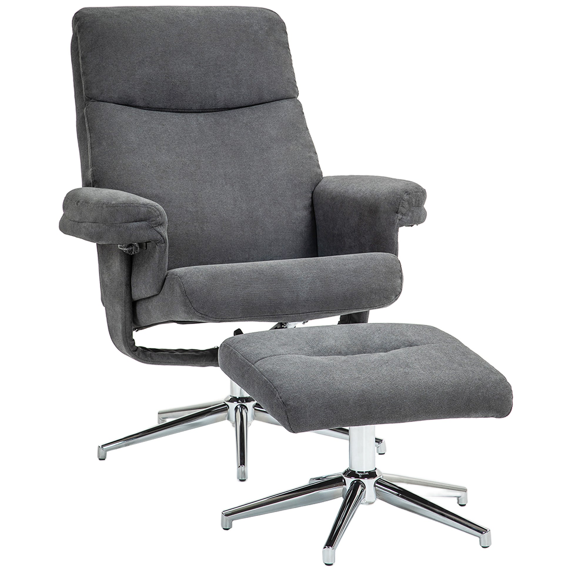 Photo of HOMCOM Velvet-Feel Recliner Chair and Ottoman - Dark Grey in Grey colour on a white background