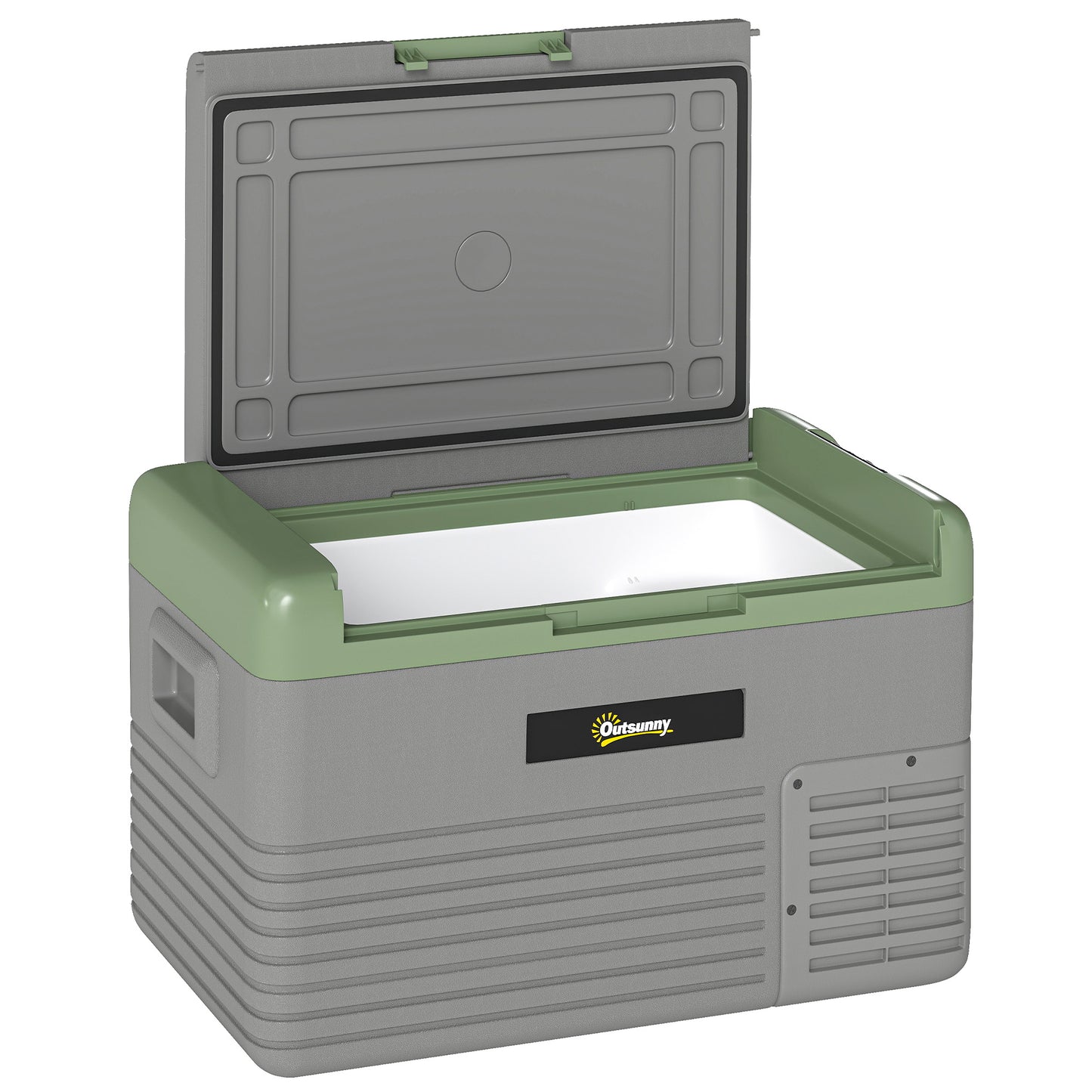 Photo of Outsunny 30L Portable Car Refrigerator - Light Green and Grey in Grey colour on a white background