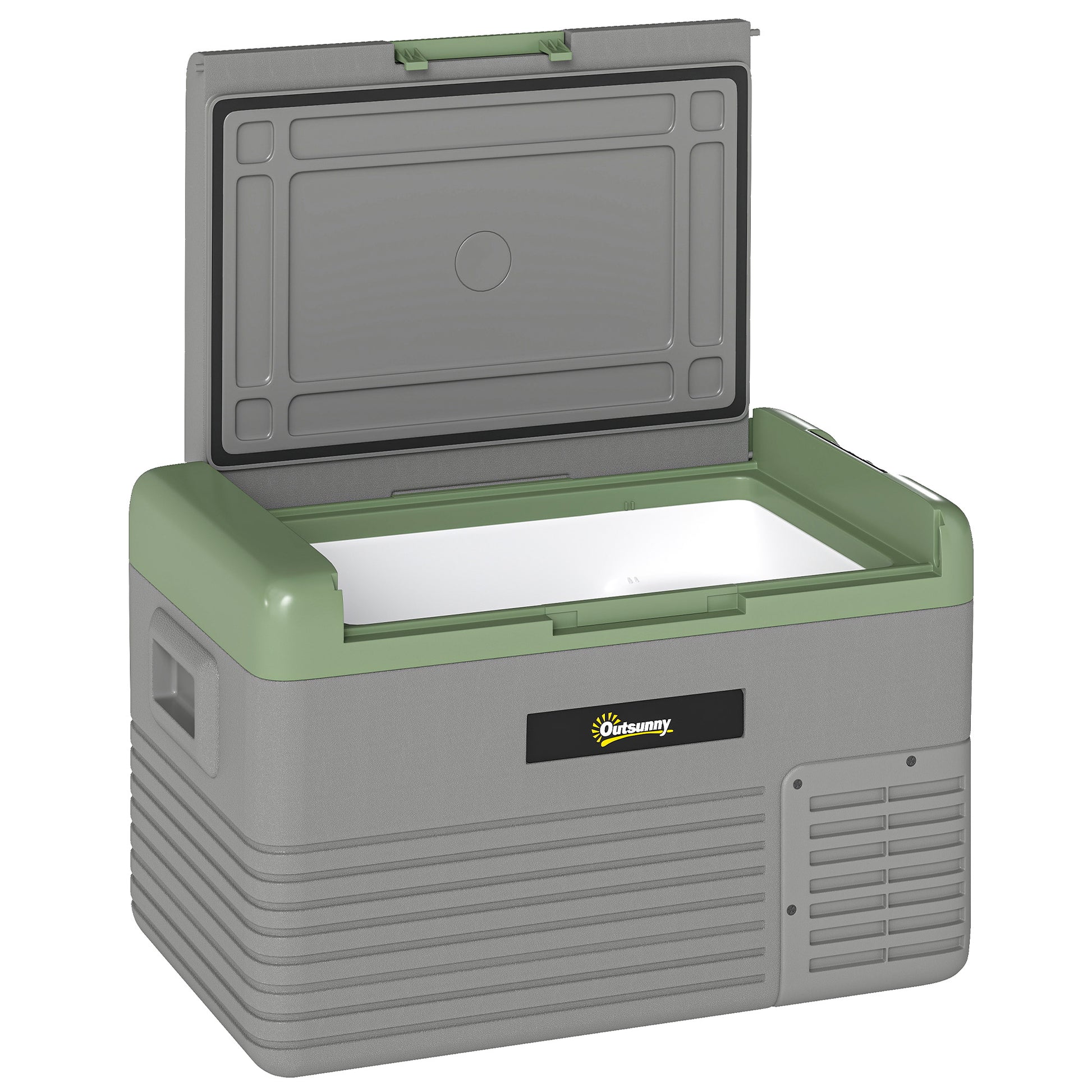 Photo of Outsunny 30L Portable Car Refrigerator - Light Green and Grey in Grey colour on a white background