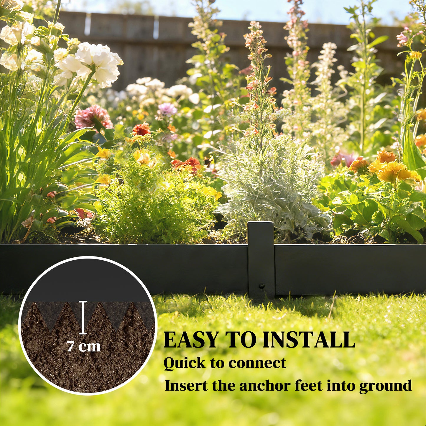 Outsunny 5pcs Garden Fence, Metal Picket Fence Panels, 102x15cm, Black