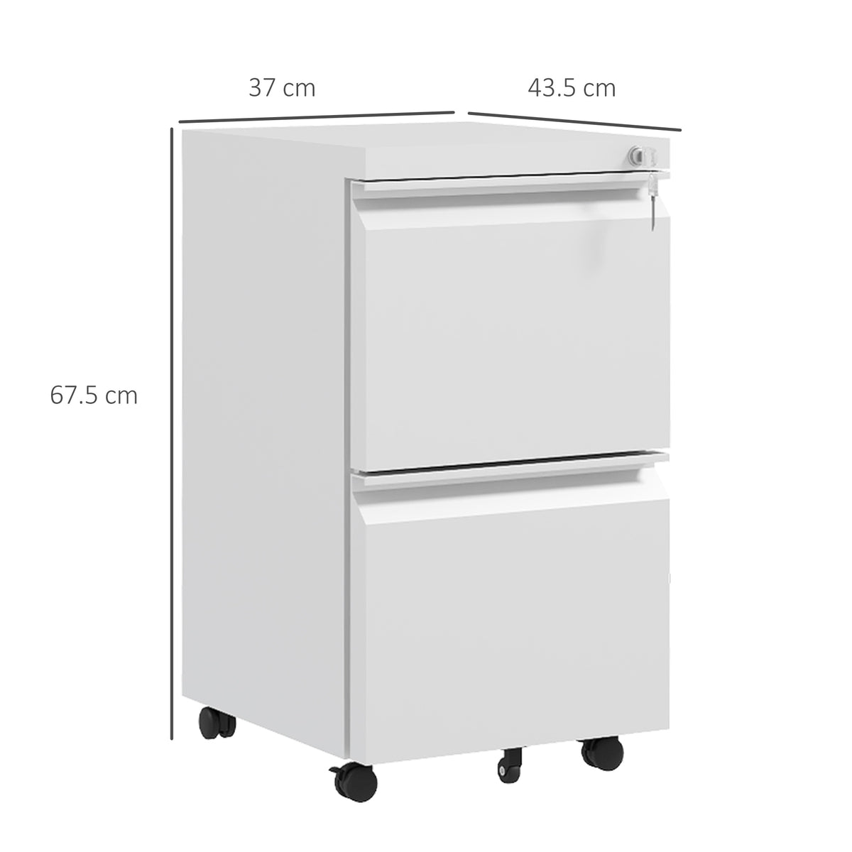 Vinsetto 2-Drawer Filing Cabinet w/ Adjustable Hanging Bar Lockable File Cabinet White