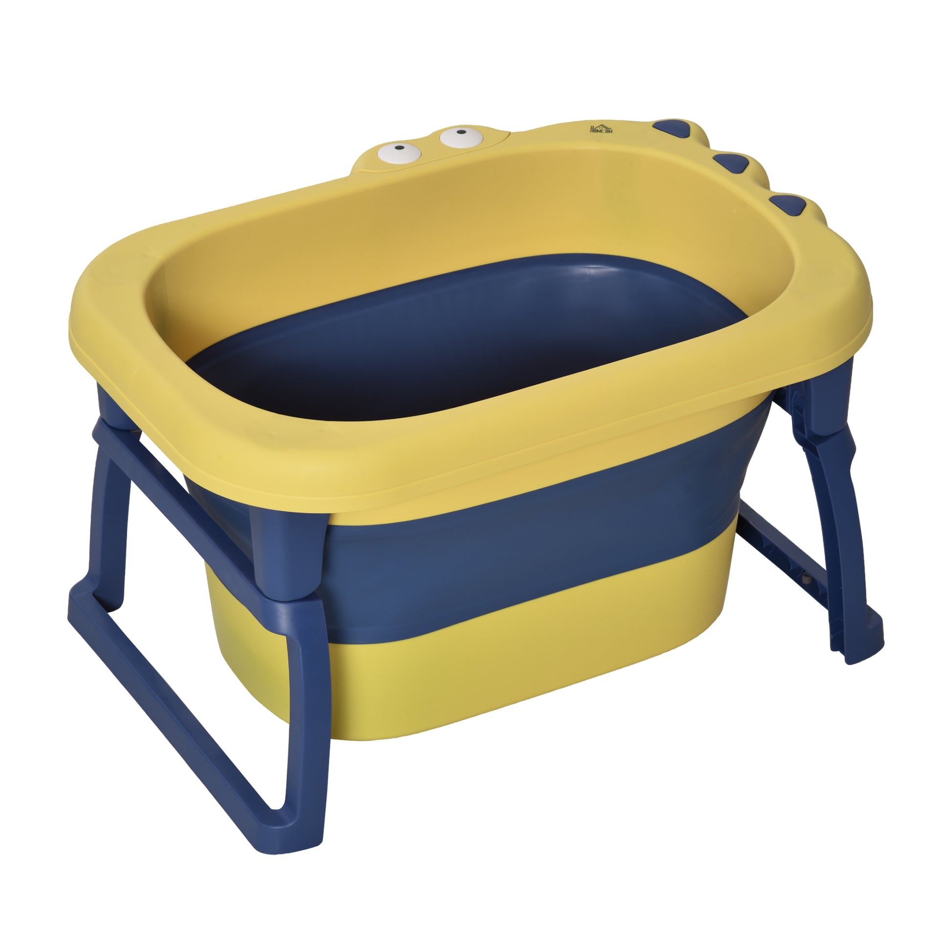 Photo of HOMCOM Baby Bathtub for 0-6 Years Collapsible Non-Slip Portable with Stool Seat for Newborns Infants Toddlers Kids - Yellow in Yellow colour on a white background