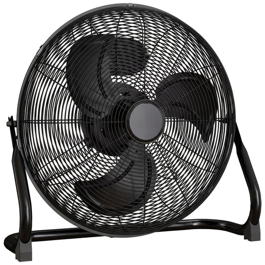 Photo of HOMCOM Metal Floor Fan with Tilting, High Velocity, 3 Speed, Portable Gym Fan for Home Office, Black in Black colour on a white background