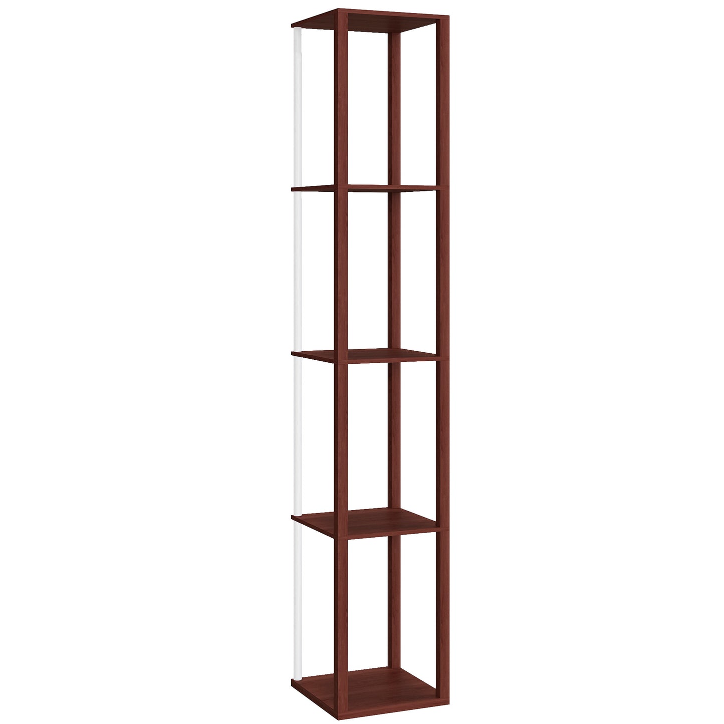 Photo of HOMCOM RGB LED Floor Lamp with Shelves, Modern Dimmable Standing Lamp with Remote Control, Adjustable Brightness & Speed for Living Room, Bedroom, Office, Brown in Brown colour on a white background