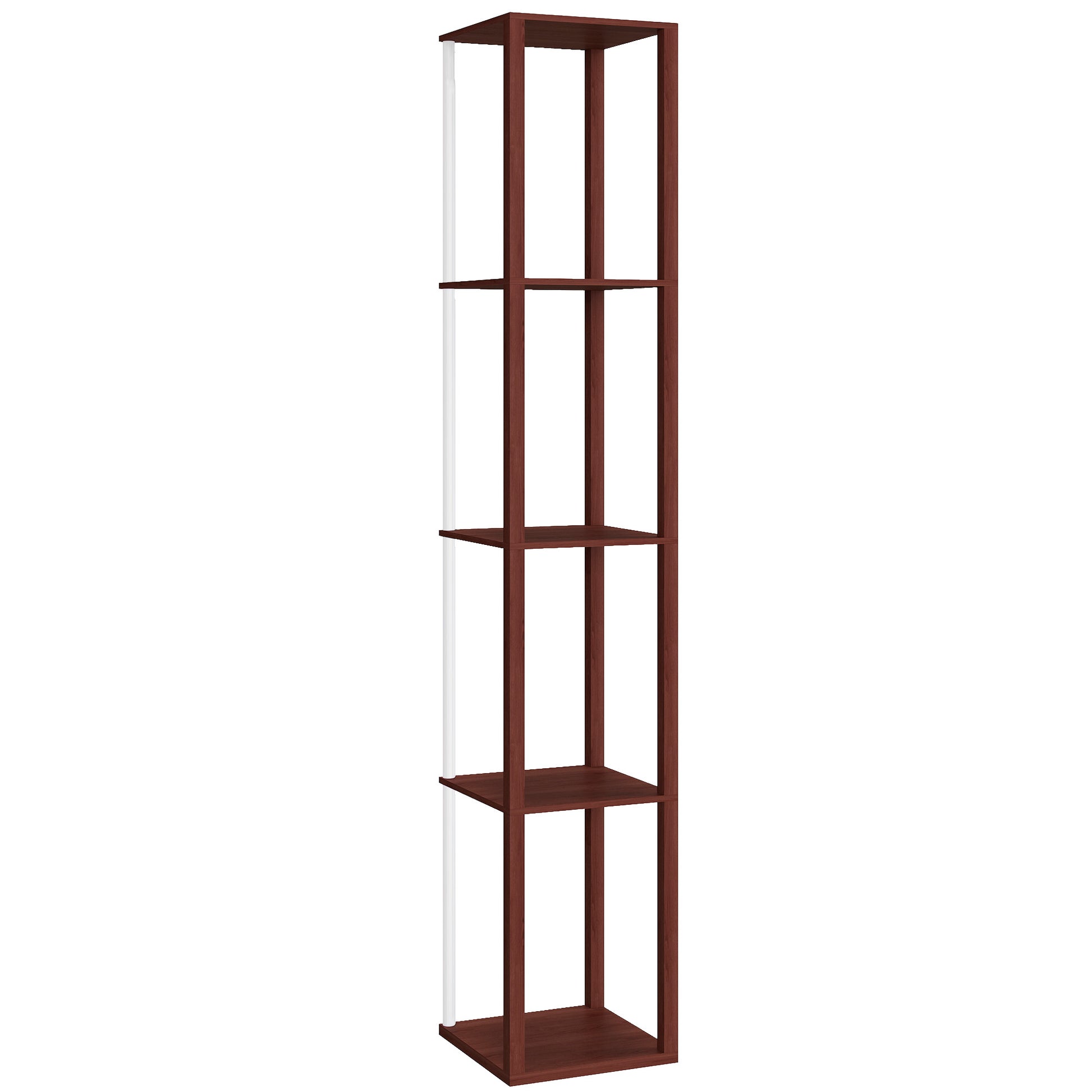 Photo of HOMCOM RGB LED Floor Lamp with Shelves, Modern Dimmable Standing Lamp with Remote Control, Adjustable Brightness & Speed for Living Room, Bedroom, Office, Brown in Brown colour on a white background