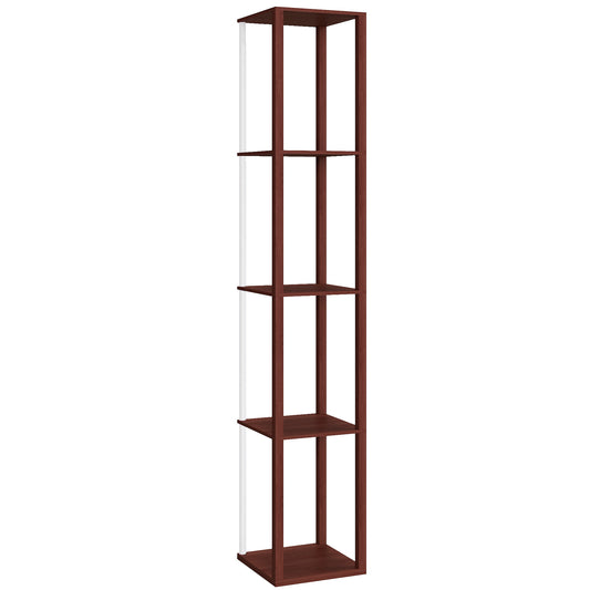 Photo of HOMCOM RGB LED Floor Lamp with Shelves, Modern Dimmable Standing Lamp with Remote Control, Adjustable Brightness & Speed for Living Room, Bedroom, Office, Brown in Brown colour on a white background