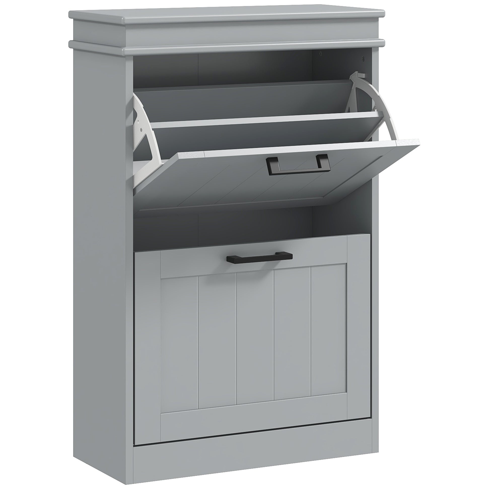 Photo of HOMCOM Two-Drawer Minimalistic 10-Shoe Cabinet - Grey in Grey colour on a white background