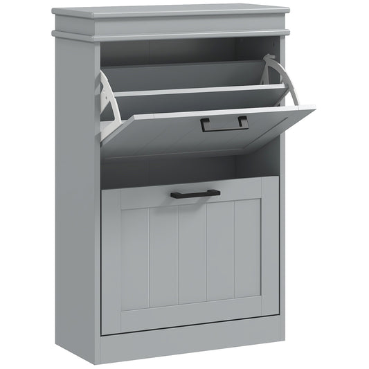 Photo of HOMCOM Two-Drawer Minimalistic 10-Shoe Cabinet - Grey in Grey colour on a white background