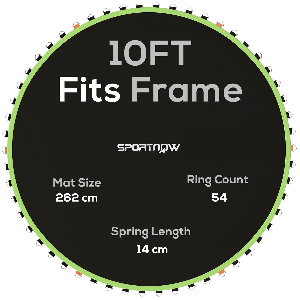 Photo of SPORTNOW Trampoline Replacement Mat with Spring Pull Tool, 54 V-Hooks, for 10ft Trampoline using 14cm Springs, Green in Green colour on a white background