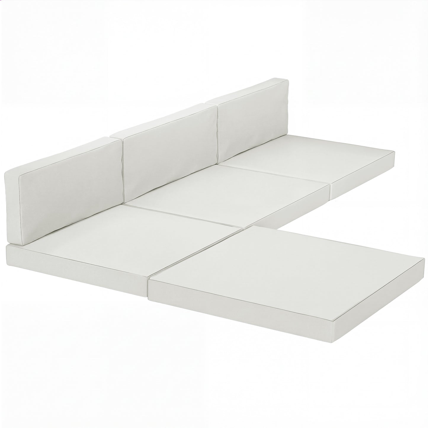 Photo of Outsunny 7-Piece Patio Furniture Cushions, Outdoor Loveseat Cushion with Removable Covers for Rattan Furniture, 60x60 cm, Cream in Cream colour on a white background